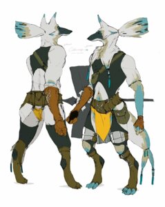 Rating: Safe Score: 0 Tags: anthro bakadex canid canine classy clothing digitigrade e621 male mammal nagabe simple_background solo standing suit tail warrior white_background User: bunchy7s