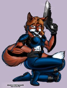 Rating: Safe Score: 0 Tags: 2000 adam_b_fullerton anthro canid canine darkan e621 female form_fitting fox futuristic gun mammal pegasus316 pose ranged_weapon solo tail weapon User: bunchy7s