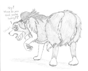 Rating: Questionable Score: 0 Tags: blush canid canine canis claws dialogue digitigrade domestic_dog e621 english_text female feral fur greyscale mammal monochrome paws quadruped raised_paw shy solo tail talking_feral text unknown_artist User: bunchy7s