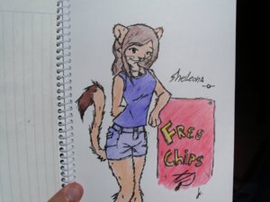Rating: Safe Score: 0 Tags: 2010 4:3 anthro baltoperrolobo bottomwear brown_hair clothing denim denim_clothing domestic_cat e621 felid feline felis female grandfathered_content hair looking_at_viewer mammal shirt shorts sketchbook solo tail tank_top topwear User: bunchy7s
