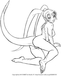 Rating: Explicit Score: 0 Tags: 2000 anthro black_and_white breasts dr_comet e621 female genitals line_art monochrome nipples nude simple_background solo tail text unknown_species vulva white_background User: bunchy7s