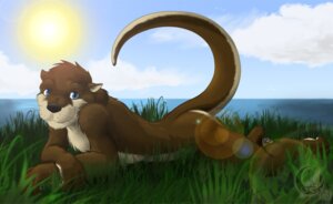 Rating: Safe Score: 0 Tags: 2008 anthro biped blue_eyes brown_body brown_fur cloud crossed_arms e621 eclipticafusion feet fur grass hindpaw lake light looking_at_viewer lying male mammal mustelid nude on_front otter outside paws plant sea sky solo sun sunlight tail water whiskers User: bunchy7s