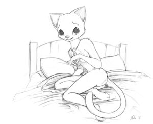 Rating: Questionable Score: 0 Tags: 2011 anthro bed black_and_white breasts e621 felid female furniture jewelry katia_managan khajiit looking_at_viewer mammal microsoft monochrome necklace nude pendant prequel_adventure slate solo tail the_elder_scrolls User: bunchy7s