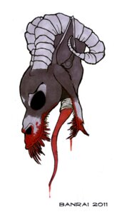 Rating: Questionable Score: 0 Tags: 2011 ambiguous_gender banrai banrai_(character) black_eyes blood bodily_fluids curled_horn e621 fangs fur gore grey_body grey_fur horn long_tongue monster solo teeth tongue User: bunchy7s