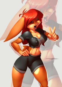 Rating: Questionable Score: 0 Tags: 2010 anthro big_breasts blowup_background breasts buckteeth clothed clothing e621 female grey_background hair hi_res lagomorph leporid lips long_hair looking_at_viewer mammal navel one_eye_closed open_mouth orange_body pink_nose rabbit red_eyes red_hair red_lips simple_background solo teeth tight_clothing white-devil wink User: bunchy7s