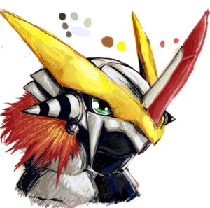 Rating: Safe Score: 0 Tags: armor bandai_namco dhelios digimon digimon_(species) dinosaur e621 green_eyes hair headgear helmet horn male orange_hair prehistoric_species reptile scalie simple_background solo victorygreymon wargreymon white_background User: bunchy7s