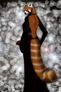 Rating: Safe Score: 0 Tags: 2011 2:3 abstract_background ailurid anthro clothing dress e621 evening female flower foxia glamorous glitter hi_res looking_back mammal nightmare_fuel plant red_panda rose_(flower) simple_background solo soul_devouring_eyes tail User: bunchy7s