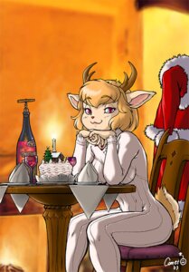 Rating: Safe Score: 0 Tags: 2003 alcohol anthro antlers beverage biped blonde_hair bodysuit bottle cake christmas christmas_clothing christmas_headwear clothed clothing container deer dessert dr_comet e621 female food furniture hair hat headgear headwear holidays horn looking_at_viewer mammal red_eyes santa_hat sitting skinsuit smile solo table tight_clothing wine User: bunchy7s