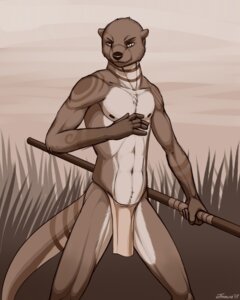 Rating: Safe Score: 0 Tags: 2013 4:5 anthro biped bottomwear brown_nose brown_theme clothed clothing e621 feralise front_view grass ket_lesh loincloth looking_at_viewer male mammal markings melee_weapon monochrome mustelid navel nipples otter outside plant polearm sky slim solo spear standing tattoo topless tribal vertex01 weapon User: bunchy7s