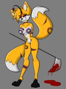 Rating: Questionable Score: 0 Tags: alpha_channel anthro blood bodily_fluids breasts canid canine crossgender dipstick_tail e621 fangs female fox hi_res looking_at_viewer mammal markings melee_weapon mischievous mtf_crossgender nude polearm purple_eyes scythe sega smile solo sonic_the_hedgehog_(series) tail tail_markings tails_doll teeny16 teeth weapon User: bunchy7s