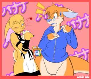 Rating: Questionable Score: 0 Tags: 0r0 0r0ch1 2009 androo anthro banana blush bottomless clothed clothing duo e621 embarrassed eyewear female food food_fetish food_play fruit glasses heart_symbol kangaroo lagomorph leporid macropod male mammal marsupial one_eye_closed peanut_butter plant product_placement rabbit suggestive suggestive_food tail thick_tail thick_thighs wide_hipped_anthro wide_hipped_female wide_hips wink User: bunchy7s