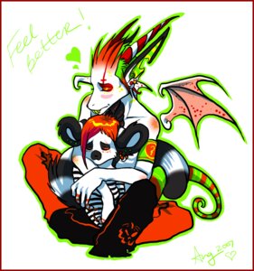 Rating: Questionable Score: 0 Tags: 2007 anthro bonez border candyjack comfort dated dragon duo e621 ear_piercing english_text female glamfur heart_symbol lemur mammal membrane_(anatomy) membranous_wings mythological_creature mythological_scalie mythology piercing primate question_mark red_border ring-tailed_lemur scalie signature strepsirrhine stripes tail text wings year zeriara_(character) User: bunchy7s