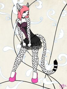 Rating: Safe Score: 0 Tags: 2013 3:4 anthro biped blue_eyes breasts chiroina cleavage clothed clothing collar dress e621 ear_piercing felid feline female footwear fur hair hi_res high_heels leopardus mammal ocelot piercing pink_hair pinup pose shoes solo spots standing white_body white_fur User: bunchy7s