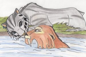Rating: Questionable Score: 0 Tags: blue_eyes blue_sky_studios diego_(ice_age) duo e621 ear_piercing fangs felid female feral fur hi_res ice_age_(series) louise008 male mammal orange_body orange_fur piercing prehistoric_species saber-toothed_tiger sabertooth_(anatomy) shira_(ice_age) swimming teeth water white_body white_fur User: bunchy7s