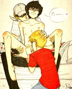 Rating: Explicit Score: 0 Tags: (;) 3boys anal anal_sex black_hair blonde_hair bro_strider clothing dave_strider fellatio fingerless_gloves gay glasses hat homestuck incest john_egbert male male_only ms_paint_adventures naked oral penetration penis rule34 short_hair source_request sunglasses white_skin User: bunchy7s