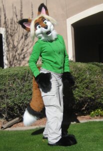 Rating: Safe Score: 0 Tags: anthro biped blonde_hair blondefoxy bottomwear canid canine cargo_pants clothed clothing costume don't_hug_cacti e621 female fox fursuit grandfathered_content green_eyes hair hoodie mammal open_mouth outside pants paws photography_(artwork) real red_fox rusc solo standing tail topwear true_fox User: bunchy7s