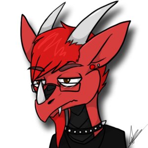 Rating: Safe Score: 0 Tags: 1:1 anthro black_body black_clothing black_countershading black_eyewear black_topwear bored brown_eyes bust_portrait clothing collar countershading digital_media_(artwork) dragon e621 ear_piercing elenazilla eyewear facial_hair fangs front_view glasses goatee grey_horn hair half-closed_eyes horn icon low_res male mythological_creature mythological_scalie mythology narrowed_eyes piercing portrait red_body red_hair red_skin scales scalie shirt simple_background solo studded_collar studs teeth topwear ventral_scales white_background User: bunchy7s