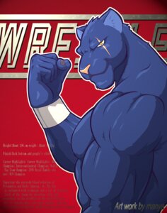 Rating: Safe Score: 0 Tags: abs anthro archived_source barazoku biceps big_muscles blue_body blue_fur clothed clothing e621 felid fist flexing fur grin looking_at_viewer male mammal manya muscular muscular_anthro muscular_male pantherine pecs raised_arm raised_fist raised_hand scar smile smirk solo topless vein wrestling yellow_eyes User: bunchy7s