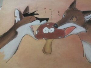 Rating: Safe Score: 0 Tags: 4:3 ambiguous_gender canid canine e621 eating elemental_creature english_text feral food fox fungi_fauna fungus group heart_symbol kokitsune male mammal mushroom o_o object_in_mouth omg open_mouth teeth text traced User: bunchy7s
