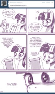 Rating: Safe Score: 0 Tags: bodily_fluids comic dialogue dragon e621 english_text equid equine fan_character female feral friendship_is_magic fur hair hasbro heart_symbol horn john_joseco long_hair magic mammal monochrome multicolored_hair my_little_pony mythological_creature mythological_equine mythological_scalie mythology open_mouth princess_celestia_(mlp) princess_molestia scalie spike_(mlp) sweat text tumblr twilight_sparkle_(mlp) unicorn User: bunchy7s