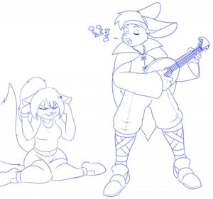 Rating: Safe Score: 0 Tags: 2014 anthro bard breasts canid canine clothed clothing digital_drawing_(artwork) digital_media_(artwork) duo e621 eyes_closed female kneeling kris_maltoa lute male mammal monochrome musical_instrument musical_note musical_symbol plucked_string_instrument simple_background singing sitting skidd standing string_instrument symbol white_background User: bunchy7s