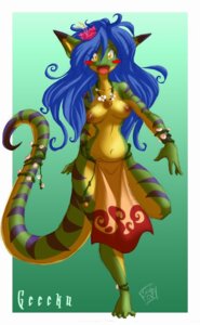 Rating: Questionable Score: 0 Tags: 2008 4_toes accessory anthro barefoot big_breasts biped blue_hair blush bottomwear breasts chalo claws clothed clothing countershading e621 feet female flower flower_in_hair gecko geecku green_body hair hair_accessory las_lindas lizard loincloth looking_at_viewer markings nipples non-mammal_breasts non-mammal_nipples plant purple_stripes reptile scalie solo spread_toes stripes tail toes topless wide_hips yellow_body User: bunchy7s