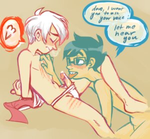 Rating: Explicit Score: 0 Tags: 2boys battle_(artist) blue_hair blush bondage closed_eyes dave_strider gay glasses homestuck john_egbert licking_penis male ms_paint_adventures naked open_mouth panties penis precum rule34 scratches short_hair source_request speech_bubble spoken_heart tan_skin text tongue tongue_out white_hair white_skin User: bunchy7s