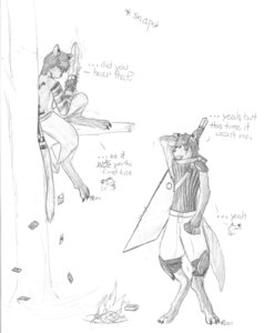 Rating: Safe Score: 0 Tags: ace_of_hearts ace_of_spades anthro arms_bent barefoot bent_arm bent_legs campfire canid canine canis card card_deck clothed clothing digitigrade domestic_cat duo e621 falling_cards feet felid feline felis fire four_of_hearts full-length_portrait graphite_(artwork) hand_behind_head heart_symbol hearts_(suit) hi_res holding_card holding_object in_tree leg_over_edge male mammal melee_weapon monochrome over_edge paws plant planted_leg playing_card portrait raised_arm raised_hand rogue_(character) roguefever simple_background sitting sound_effects spades_(suit) standing suit_symbol sword tail topless traditional_media_(artwork) tree tucked_arm weapon white_background wolf worried User: bunchy7s