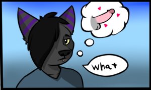 Rating: Explicit Score: 0 Tags: anthro balls biped canid canine canis clothing dialogue domestic_dog e621 english_text erection facial_piercing genitals granite granitemcgee hair heart_symbol humanoid_genitalia humanoid_penis labret_piercing lip_piercing long_hair looking_at_viewer male mammal markings penis piercing purple_markings shirt simple_background solo stated_homosexuality stated_sexuality text thought_bubble topwear what User: bunchy7s