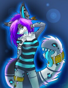 Rating: Safe Score: 0 Tags: 2012 2_heads accessory anthro blue_theme blue_tongue clothing collar cool_colors dress e621 ear_piercing eli_(voodoobizkit) female fur furgonomics grey_body grey_fur jay_miller jewelry mammal markings multi_head piercing ring solo tail tail_accessory tail_jewelry tail_mouth tail_ring tailmouth_(species) tongue tongue_out unusual_anatomy unusual_tail User: bunchy7s
