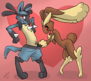 Rating: Questionable Score: 0 Tags: ambiguous_gender anthro awkward big_ears black_body black_fur blue_body blue_fur blush bottomwear canid canine clenched_teeth clothing duo e621 fur generation_4_pokemon lagomorph laugh looking_at_genitalia lopunny lucario mammal nintendo pants pokemon pokemon_(species) pokemorph red_eyes supinhas tail teeth yellow_body yellow_fur User: bunchy7s