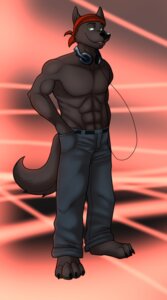 Rating: Safe Score: 0 Tags: abs anthro athletic barefoot belt biceps big_muscles biped black_body black_fur black_nose bottomwear canid canine canis claws clothed clothing denim denim_bottomwear denim_clothing disc_jockey e621 electronics feet fur green_eyes grin hauntophile headphones headphones_around_neck hi_res horrorphile jeans kerchief looking_at_viewer lupine_assassin male mammal muscular muscular_anthro muscular_male open_mouth pants pawpads paws pecs pose smile solo standing tail toe_claws tongue topless wolf User: bunchy7s