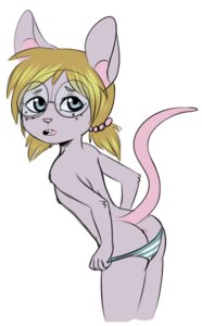 Rating: Explicit Score: 0 Tags: anthro anus biped blonde_hair blue_eyes butt clothed clothing e621 eyewear female flat_chested freckles glasses hair mammal mouse murid murine nanodarkk panties presenting presenting_hindquarters raised_tail rizzy rodent simple_background solo standing tail topless underwear undressing User: bunchy7s