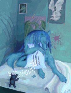 Rating: Questionable Score: 0 Tags: 2006 alternative_fashion anthro bed blood bodily_fluids canid canine canis colored depression digital_media_(artwork) digital_painting_(artwork) e621 emo eyes_closed female furniture kekpafrany kekpafrany_(character) mammal nude painting_(artwork) pillow sad solo tail wall_art wolf User: bunchy7s