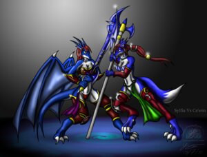 Rating: Safe Score: 0 Tags: 2010 anthro axe blue_body blue_fur breasts canid canine ce'erin_(snowfyre) claws clothing dipstick_tail dragon duo e621 eye_contact female fight fox fur looking_at_another mammal markings melee_weapon membrane_(anatomy) membranous_wings mythological_creature mythological_scalie mythology scalie snowfyre spikes spread_legs spreading standing sword sylfia_(snowfyre) tail tail_markings toe_claws weapon white_body white_fur wings User: bunchy7s