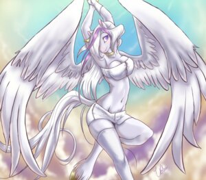 Rating: Questionable Score: 0 Tags: anthro breasts clothed clothing cloud e621 equid equine feathered_wings feathers female fur hooves mammal mythological_creature mythological_equine mythology outside pegasus pink_eyes raised_arm skimpy sky skyscape solo tail unicornblue white_body white_feathers white_fur wings User: bunchy7s