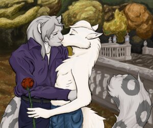 Rating: Safe Score: 0 Tags: 6:5 anthro autumn canid canine canis clothed clothing detailed_background duo e621 eyes_closed felid flower fully_clothed fur hi_res kissing leopard leopard_spots male mammal outside pantherine passionate plant purplepardus romantic romantic_ambiance romantic_couple rose_(flower) spots tail white_body white_fur wolf User: bunchy7s