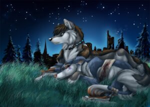 Rating: Safe Score: 0 Tags: ambiguous_gender bandage canid canine canis cockiestspaniel collar detailed_background domestic_dog duo e621 feral lying male mammal night outside romantic romantic_ambiance romantic_couple sky star starry_sky tail wounded User: bunchy7s