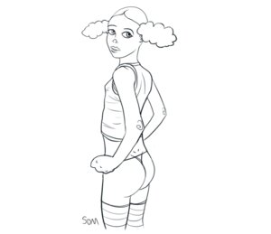 Rating: Explicit Score: 0 Tags: ass curly_hair female home_movies line_art looking_back melissa_robbins monochrome panties rule34 sleeveless_shirt solo som strap-on strapon User: bunchy7s