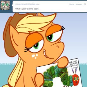 Rating: Safe Score: 0 Tags: 1:1 antennae_(anatomy) applejack_(mlp) arthropod ask_blog ask_jappleack asking blonde_hair book caterpillar clothing cowboy_hat e621 earth_pony english_text equid equine eric_carle eyelashes female feral freckles friendship_is_magic green_eyes hair hasbro hat headgear headwear horse hotdiggedydemon insect larva mammal my_little_pony pony ponytail solo text the_very_hungry_caterpillar toony tumblr user_message username User: bunchy7s