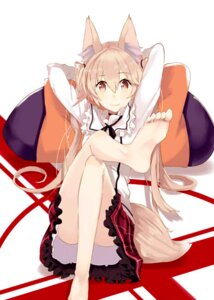 Rating: Questionable Score: 0 Tags: animal_humanoid animal_tail barefoot bottomwear canid canid_humanoid canine canine_humanoid clothed clothing crossed_legs digital_media_(artwork) e621 feet female fox fox_humanoid fox_tail full-length_portrait fully_clothed fur hair hands_behind_head humanoid inner_ear_fluff long_hair looking_at_viewer lying mammal mammal_humanoid on_back pillow portrait shiromiso skirt smile soles solo tan_body tan_fur tan_hair tuft User: bunchy7s