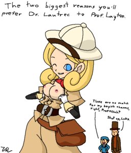 Rating: Explicit Score: 0 Tags: belt blonde_hair blue_eyes blush breasts crossover curly_hair doctor_lautrec english_text fanny_pack female female_focus flashing hat hershel_layton looking_at_viewer luke_triton male nipples pith_helmet pointy_chin professor_layton rule34 self_exposure signature sofie text top_hat val_(artist) white_background wink User: bunchy7s