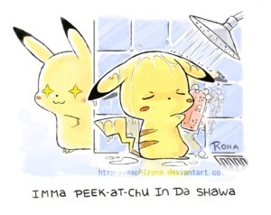Rating: Safe Score: 0 Tags: 2010 :3 ambiguous_gender being_watched duo e621 feral fur generation_1_pokemon looking_at_another mammal nintendo pikachu pokemon pokemon_(species) rodent sephirona shower tail yellow_body yellow_fur User: bunchy7s
