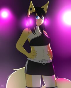 Rating: Safe Score: 0 Tags: anthro belt black_hair blue_eyes bottomwear breasts cleavage clothed clothing domestic_cat e621 facial_markings felid feline felis female fur glowstick hair hands_on_waist head_markings hi_res mammal markings petkitten pink_nose skirt solo topwear varvara_(zeion) yellow_body yellow_fur User: bunchy7s