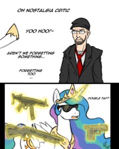 Rating: Safe Score: 0 Tags: 2013 accessory channel_awesome clothed clothing crown cutie_mark doug_walker duo e621 english_text equid equine eyewear feathered_wings feathers female friendship_is_magic fur glasses glowing guardian-core gun hair handgun hasbro hat headgear headwear heckler_and_koch hi_res horn human levitation magic male mammal mp5 multicolored_hair my_little_pony mythological_creature mythological_equine mythology necktie nostalgia_critic pistol princess_celestia_(mlp) ranged_weapon royalty shotgun signature submachine_gun text tiara weapon white_body white_feathers white_fur winged_unicorn wings User: bunchy7s