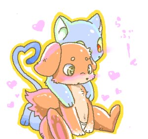 Rating: Questionable Score: 0 Tags: aliasing anthro barefoot blue_body blue_fur blush canid canine canis clothing digital_media_(artwork) domestic_cat domestic_dog duo e621 feet felid feline felis fur gesture green_eyes heart_symbol low_res male mammal onakanau orange_body orange_fur outline raised_tail red_eyes simple_background sitting tail tail_gesture tail_heart toony underwear white_background User: bunchy7s