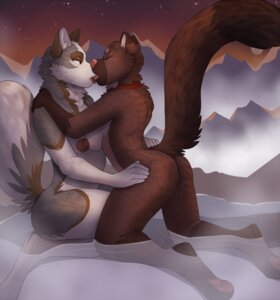 Rating: Questionable Score: 0 Tags: anthro breasts canid canine canis digital_media_(artwork) domestic_cat duo e621 eyes_closed felid feline felis female female/female fischer_(theredhare) french_kissing interspecies jailbird kissing mammal nipples nude raised_tail shaded tail water wolf User: bunchy7s