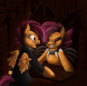 Rating: Questionable Score: 0 Tags: blood bodily_fluids clothing collar duo e621 equid equine eye_contact feathered_wings feathers female feral friendship_is_magic hasbro jacket looking_at_another mammal mirror my_little_pony mythological_creature mythological_equine mythology pegasus scootaloo_(mlp) shocked smile spikes tail topwear unknown_artist wings young young_feral User: bunchy7s