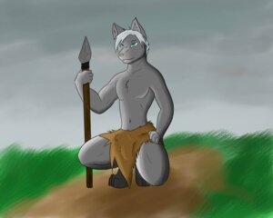 Rating: Questionable Score: 0 Tags: 4_toes 5:4 5_fingers anthro barefoot biped blue_eyes canid canine clothed clothing crouching day e621 feet fingers fur grass grey_body grey_fur hair hand_on_leg holding_object holding_weapon male mammal melee_weapon morose_ambrose outside plant polearm short_hair solo spear toes topless weapon white_hair User: bunchy7s