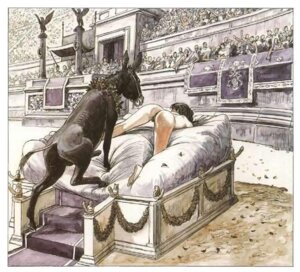 Rating: Explicit Score: 0 Tags: all_fours ancient_rome animal_genitalia animal_penis apuleius arena asinus ass_up backsack balls bed bestiality big_ears black_body black_fur black_hair black_penis bridle butt collar crowd detailed_background donkey duo_focus e621 equid equine equine_genitalia equine_penis erection female female_on_feral feral flower fur furniture genitals group hair history human human_on_feral interspecies jewelry male mammal milo_manara necklace nude penis plant presenting public quadruped spread_legs spreading tail vulva User: bunchy7s